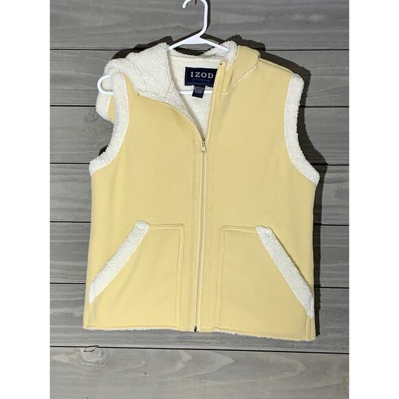 Izod Sherpa Lined Vest With Hood Womens M Tan - Picture 1 of 6